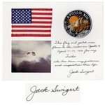 U.S. Flag and Apollo 13 Patch Both Flown to the Moon by Jack Swigert -- Signed & Gifted by Swigert to His Father, who has been my guidance and inspiration thru life